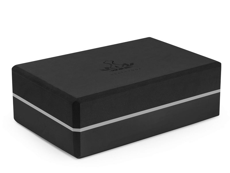 Heathyoga Yoga Blocks 2 Pack with Strap, High Density EVA Foam Yoga Block and Yoga Strap Set to Support and Improve Poses and Flexibility (Black) - Image 3